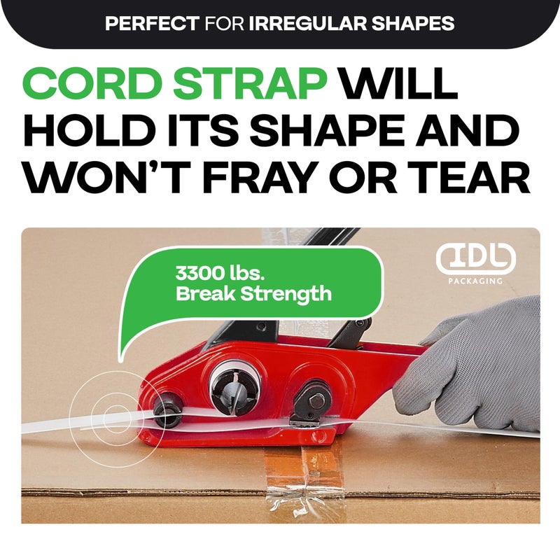 IDL Packaging Composite Cord Strapping Roll 1 1/4" x 820', 8" x 8" Core Size, 3300 lbs Break Strength - Heavy Duty Strapping - Rust-Free & Weatherproof Cord Strap Coil with Re-Tightening Option by IDL Packaging - Image 3